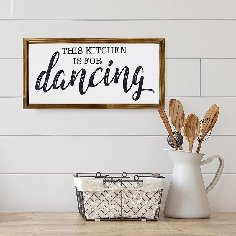 Framed Wood Sign, 1 Count Wooden Kitchen Sign, Wall Hanging Art, Rustic Wall Decor for Home Kitchen Dining Room, Home Decor Ideas