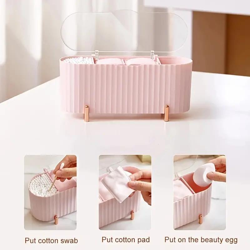 Makeup Cotton Swab Storage Box, 1 Count Desktop Dustproof Makeup Remover Cotton Storage Box, Home Organizer for Bathroom Bedroom