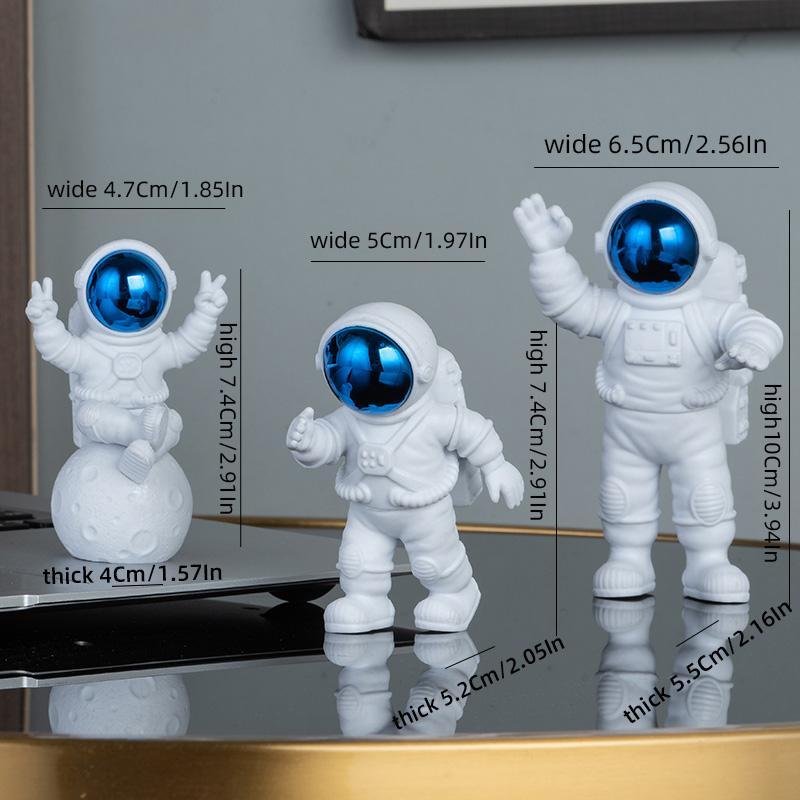 Astronaut Design Decorations, 3 Counts Creative Mini Astronaut Model Ornament Set, Desktop Decoration for Home Office Bedroom, Home Decor Supplies, Room Decor