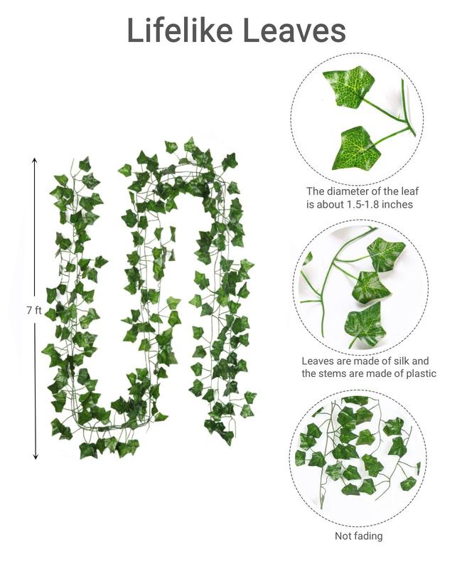 Fake Vines for Room Decor(12 Pack 84 Feet) Aesthetic Artificial Plant Ivy Leaves Hanging Greenery Garlands for Home Bedroom Wall Wedding Party Decor