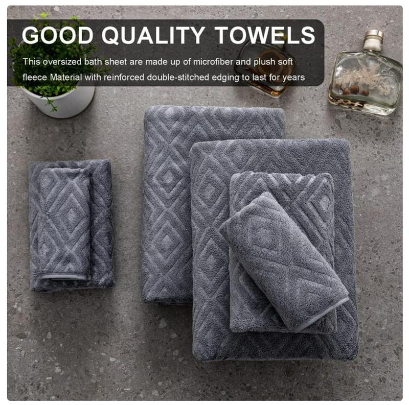 Smuge 4 Pack Oversized Bath Towel Set, Dark Grey 600 GSM Ultra Soft Extra Large Bath Sheet Towels 35