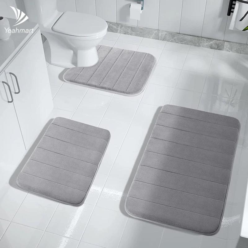 Memory Foam Bath Mat Set - Soft and Cozy  Bathroom Mat Fleece