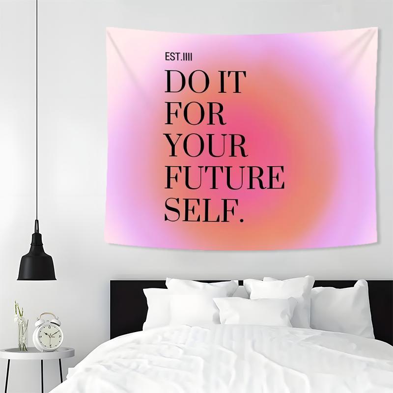 Slogan Pattern Wall Tapestry, 1 Count Inspirational Flannelette Tapestry, Room Decor Wall Hanging Blanket For Bedroom, Living Room & Dorm Room