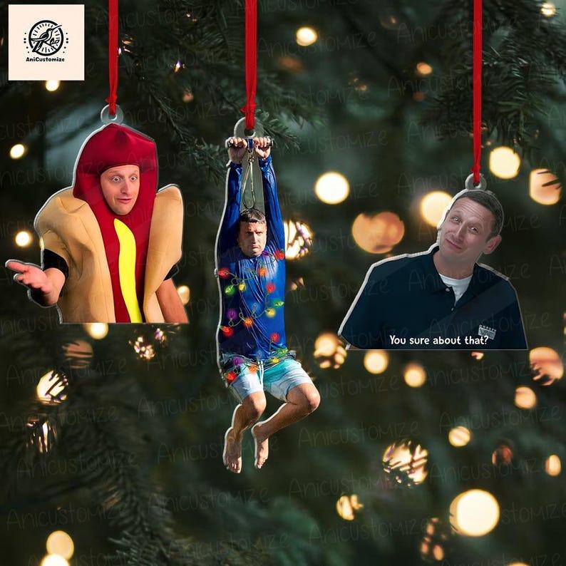 Tim Robinson Zipline Ornament, I Think You Should Leave, ITYSL, Funny Meme Gift Ornament, Meme Christmas Tree Ornament decor, ITYSL Fan gift