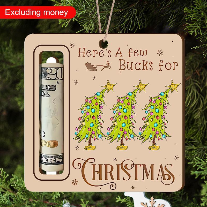 Christmas Tree Money Holder Ornament, 1 Count Wooden Money Holder, Festival Party Supplies, Hanging Decor for Home Party