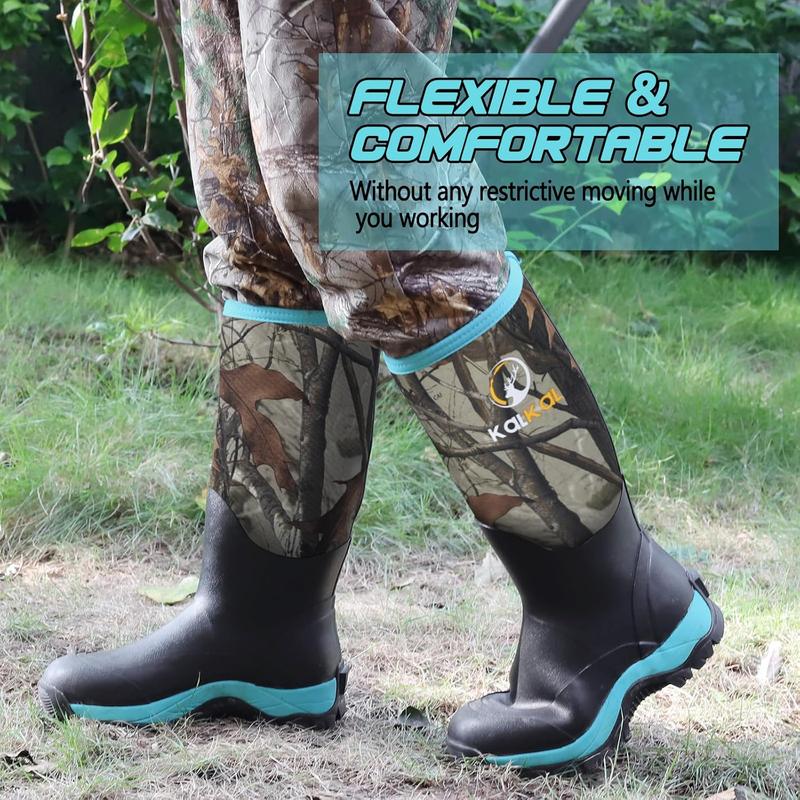 Rubber Boots for Women, Insulated Waterproof Womens Hunting Boots, 6mm Neoprene Camo Hunting Boot Tall Rain Boots for Women Mud Working Gardening Farming