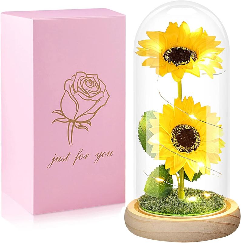 Mothers Day Glass Rose Light Up Rose Gifts for Mom Women Birthday Gifts Colorful Rainbow Artificial Flower Rose Gift in A Glass Dome Valentines Mother's Day for Her Women Decor Decorative Ornaments flower  Plants