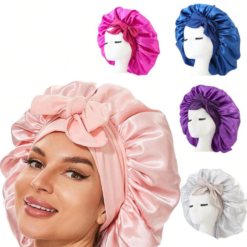 1PC Silk Bonnet For Sleeping Women Satin Bonnet Hair Bonnet Night Sleep Cap Scarf Wrap For Curly Hair With Tie Band Bow