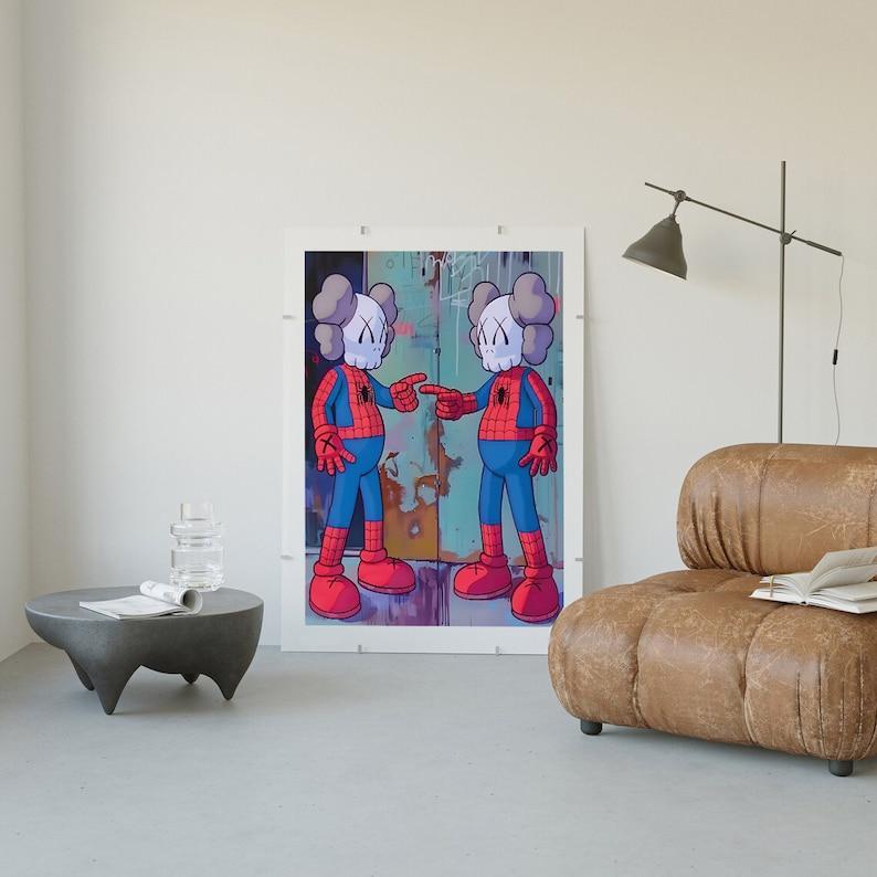 Kaws Spiderman Poster Print rare, Hypebeast Figure, Graffiti, Hypebeast Toys, Kaws picture, graffiti wall art