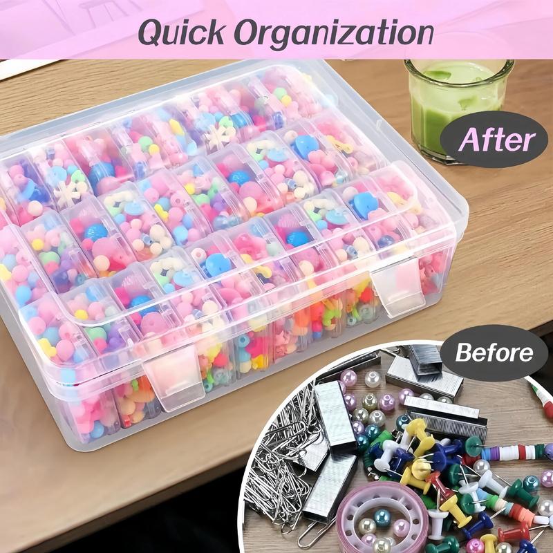 Bead Organizer, 1 Count Transparent Storage Box with 31pcs Individual Boxes, Plastic Clear Container for DIY Bracelet, Craft, Nail Accessories