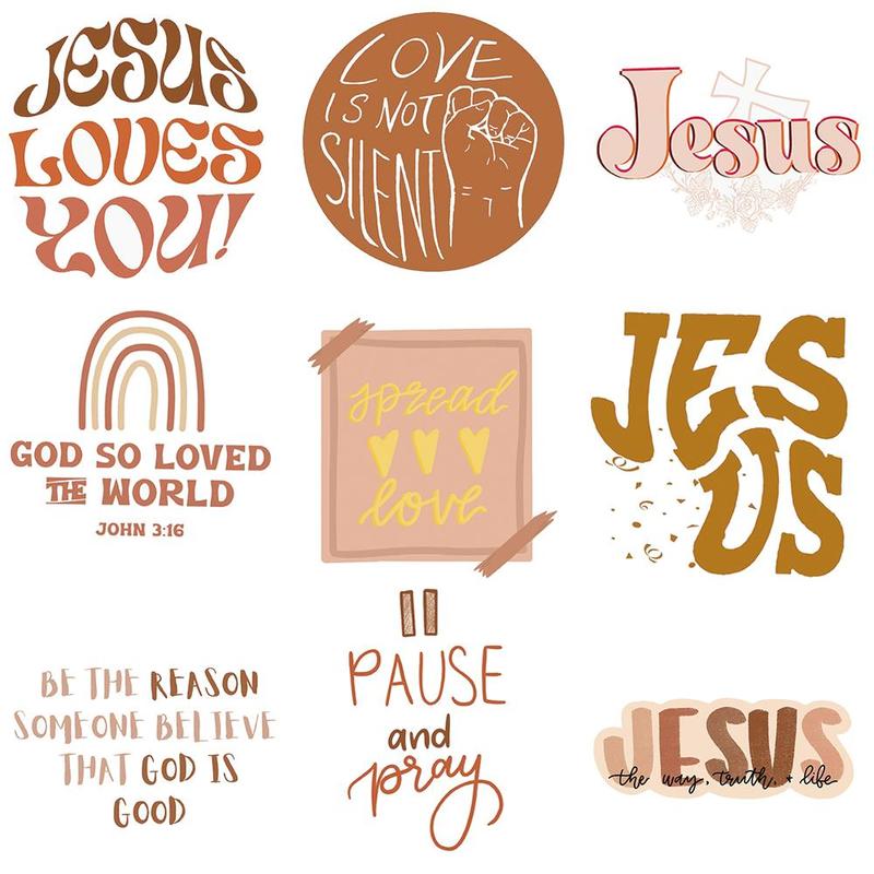 Boho Style Jesus Series Graffiti Sticker, 50pcs set Waterproof Decorative Sticker, DIY Creative Decal for Phone Case, Laptop, Notebook, Helmet