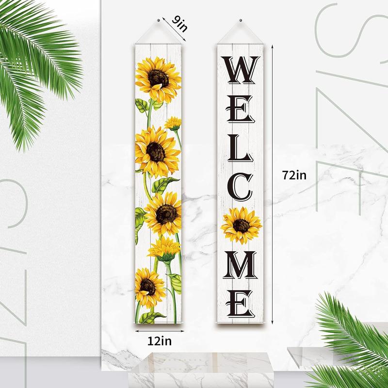 Tall Sunflower Welcome Hanging Door Banner Fall Seasonal Decor Cloth Farmhouse