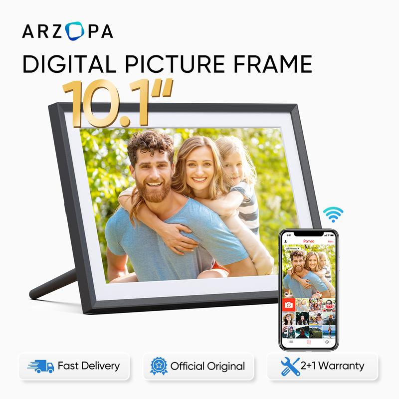 ARZOPA Frameo Digital Picture Frame 10.1 Inch Smart WiFi Digital Photo Frame 32GB with 1280x800 IPS Touch Screen, Auto-Rotate and Slideshow, Easy Setup to Share Photos Or Videos from Anywhere Anytime Thanksgiving & Christmas Gift Ideas