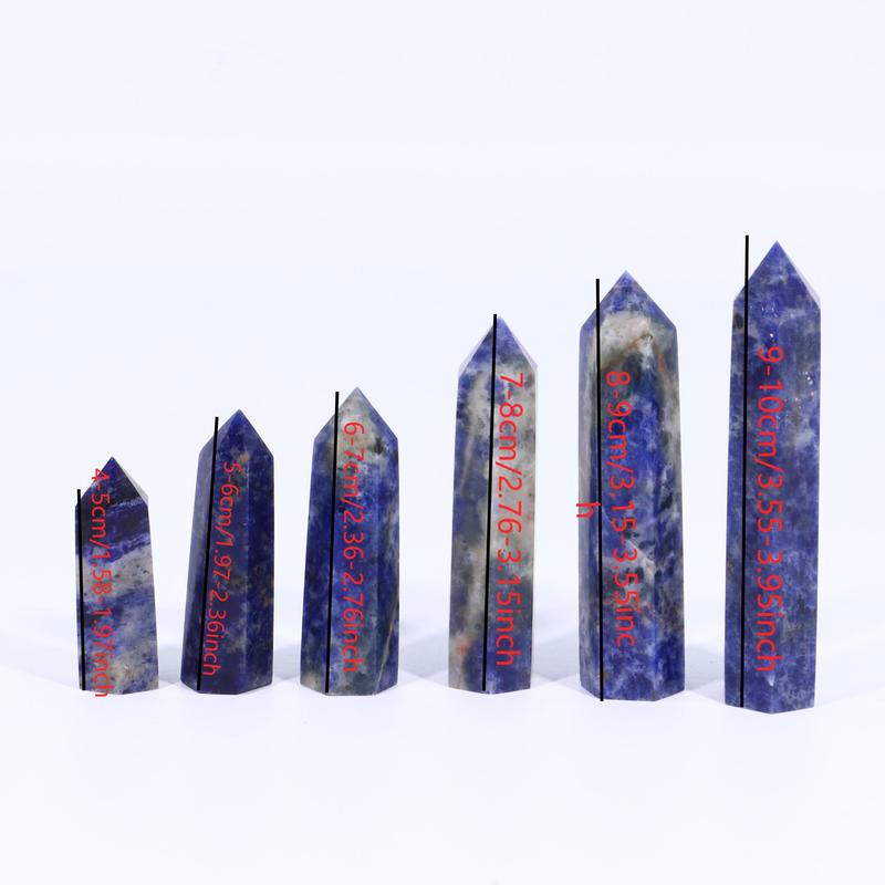 Sodalite Tower, 1 Count Modern Simple Hexagonal Tower, Hexagonal Point Reiki Chakra Gemstone, Desktop Decorative Ornament for Home Office, Home Decor Supplies