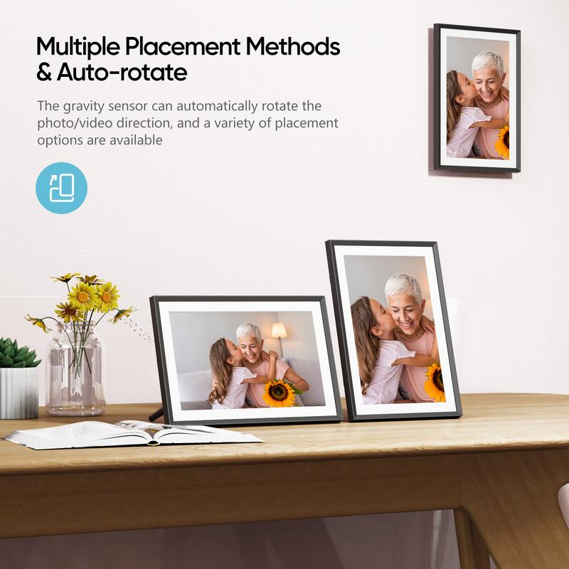 ARZOPA Frameo Digital Picture Frame 10.1 Inch Smart WiFi Digital Photo Frame 32GB with 1280x800 IPS Touch Screen, Auto-Rotate and Slideshow, Easy Setup to Share Photos Or Videos from Anywhere Anytime Thanksgiving & Christmas Gift Ideas