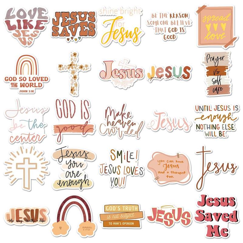 Boho Style Jesus Series Graffiti Sticker, 50pcs set Waterproof Decorative Sticker, DIY Creative Decal for Phone Case, Laptop, Notebook, Helmet