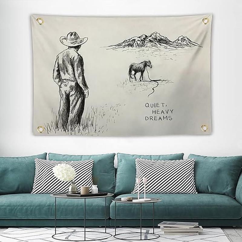 Tapestry Quiet Heavy Dreams Album Cover Wall Hanging Pop Art Home Flag Decorations for Living Tapestries Room Bedroom College Dorm Decor Banner 3x5Ft