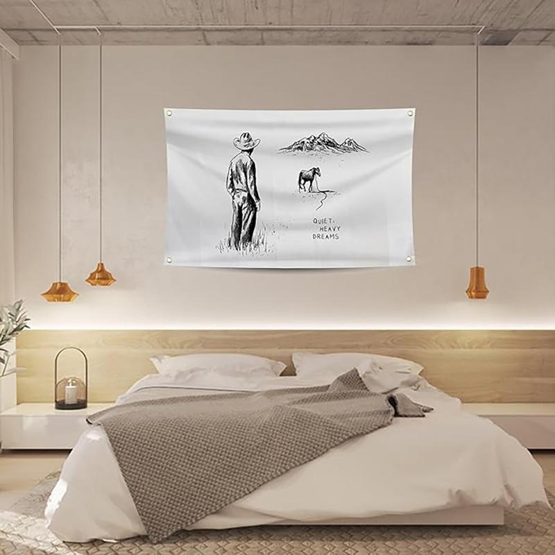 Tapestry Quiet Heavy Dreams Album Cover Wall Hanging Pop Art Home Flag Decorations for Living Tapestries Room Bedroom College Dorm Decor Banner 3x5Ft