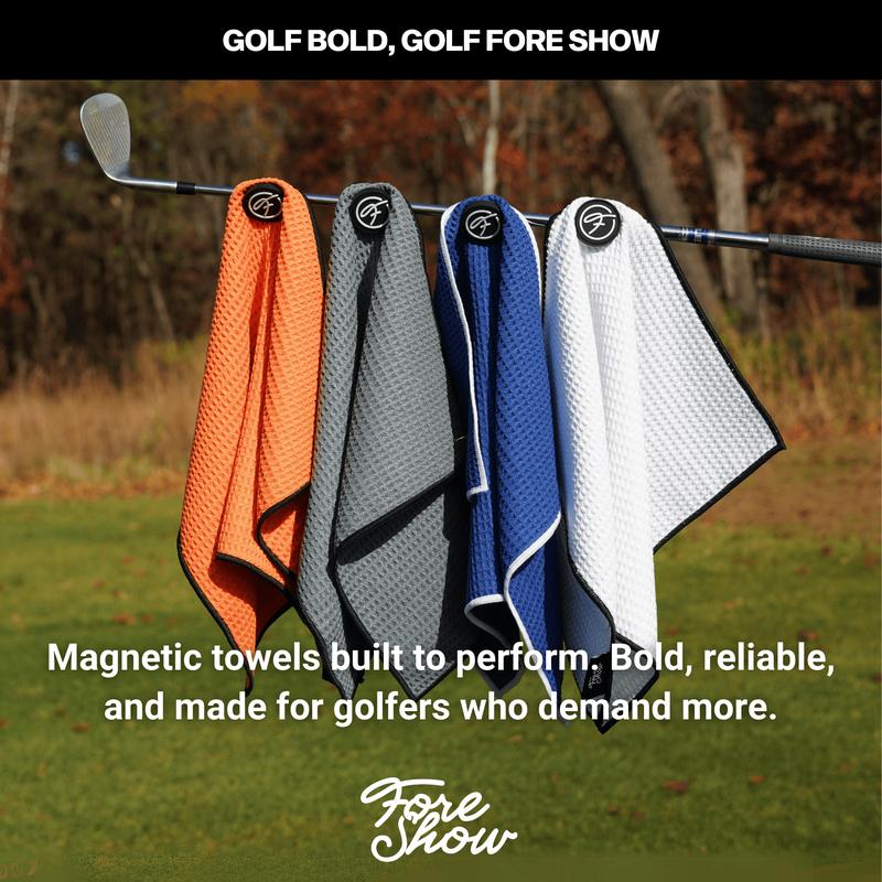 Fore Show Funny Magnetic Golf Towel - Microfiber, Magnet Golf Towel for Bags, Carts, Clubs - 24