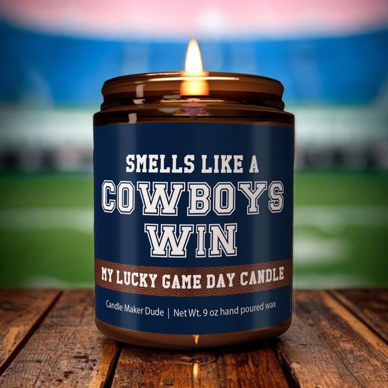 Smells Like A Cowboys Win Candle, Dallas Lucky Game Day Candle, Soy Candle, Cowboys Fan Gift, Cowboys Game Day Decor, Dallas Sport