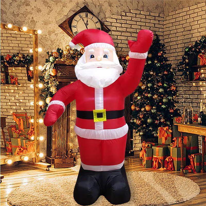 Inflatable Santa Claus Decoration, 1 Count Outdoor Garden Decoration with LED Light, Christmas Party Gift, Festive & Party Supplies