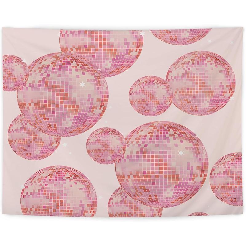 Disco Ball Tapestry Pink Preppy Trendy Retro Aesthetic Tapestry Wall Hanging for Teen Girls Room Bedroom College Dorm, Disco Ball Decor, Pink Wall Decor, Pink Room Decor Aesthetic, 50x60 Inches