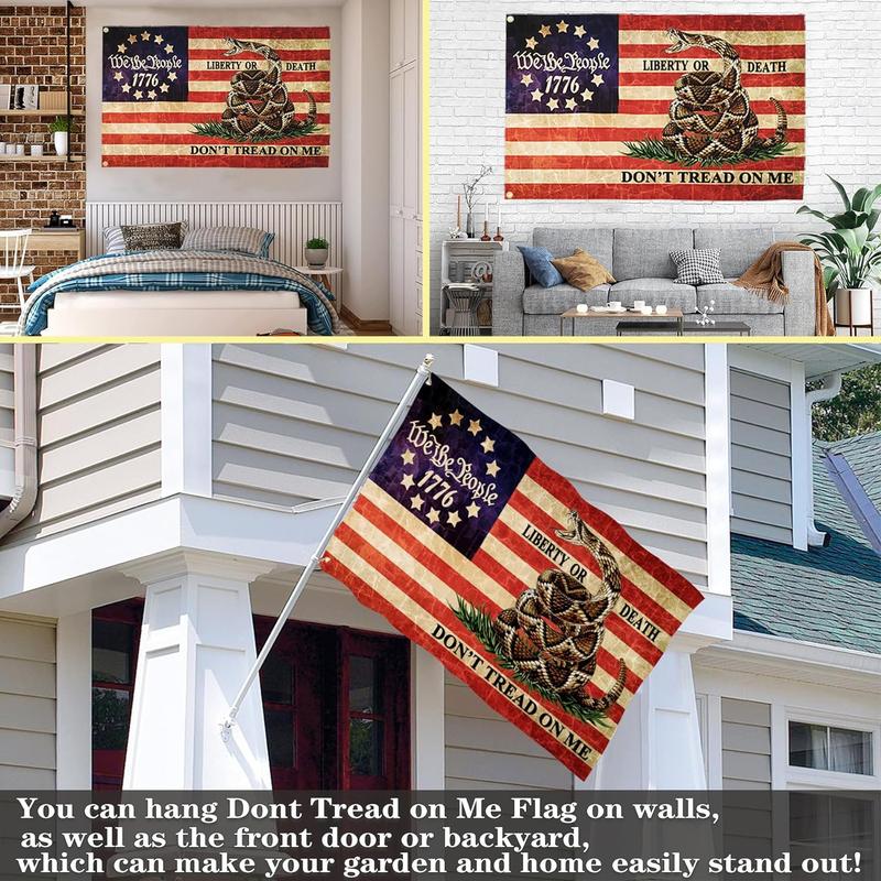 Dont Tread on Me Flag We The People 1776 American Flags for Outside 3x5 Double Sided Memorial Day Flag 4th of July Flag Patriotic House Yard Decoration Banner Ornaments