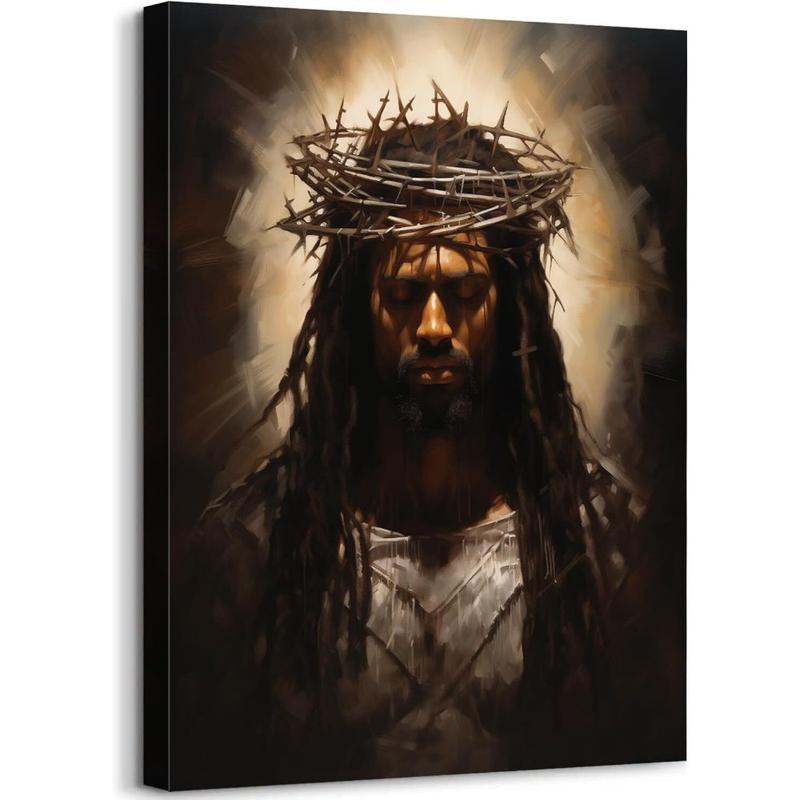 African American Black Jesus Wall Art, Christian Wall Decor, God Jesus Poster rimless