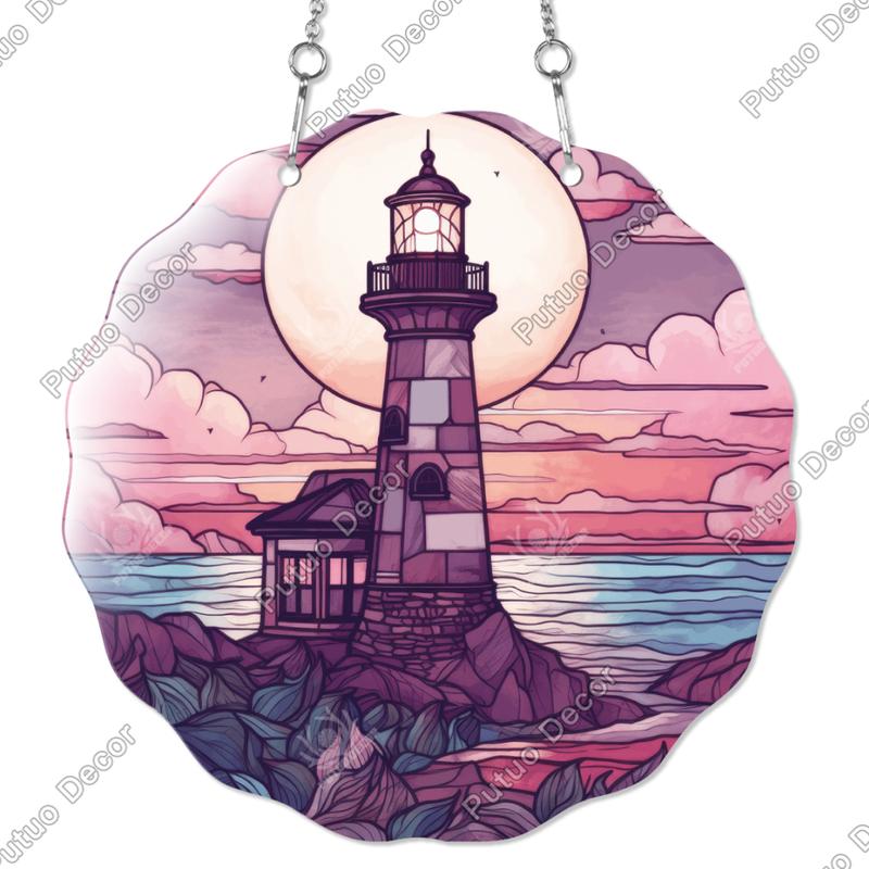 Putuo Decor 1pc Acrylic Board Hanging Sign Decor, Exquisite Lighthouse Black Women Witch Sea Waves Scenery Plate, Wall Art Decoration for Home Farmhouse Office Cafe Coffee Shop Beach House Studio, Gifts for Friend Family