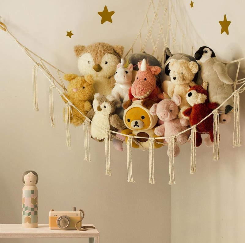 Stuffed Animal Storage Hammock or Net - Large Toy Hammock Net for Stuffed Animals Corner -Cute Hanging Stuff Organiser Room