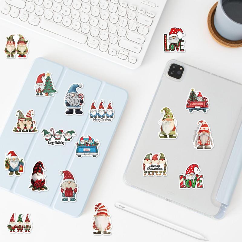 Cute Christmas Gnome Sticker, 50pcs set DIY Decorative Sticker, Waterproof Decal for Car, Phone, Luggage, Skateboard, Scrapbooking