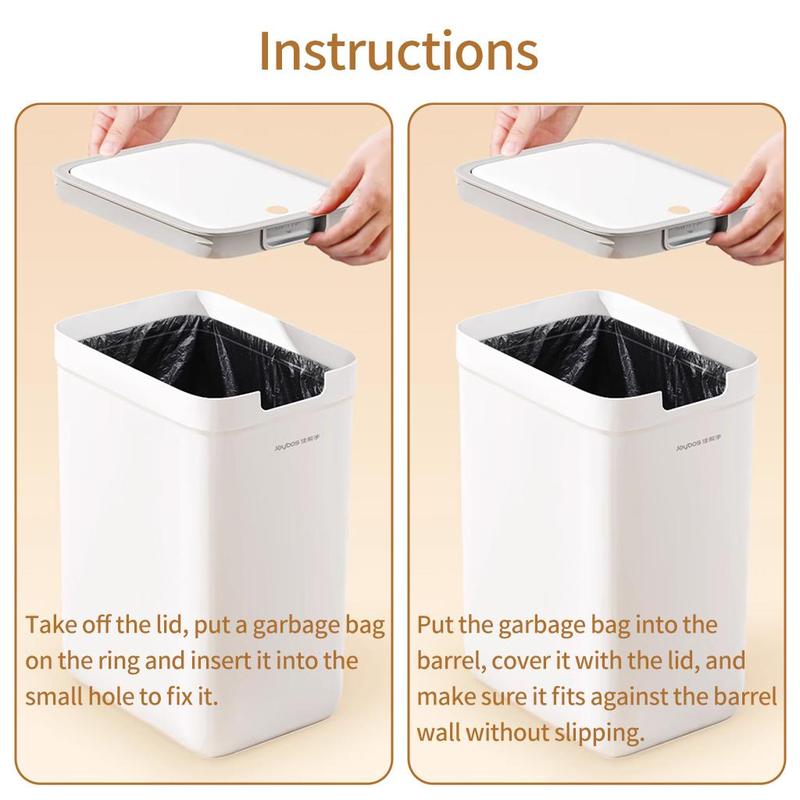 Trash Can with Lid, 1 Count Wall Mounted Or Ground Waste Can, Press The Lid To Open Waste Bin for Bathroom, Kitchen and Other Places