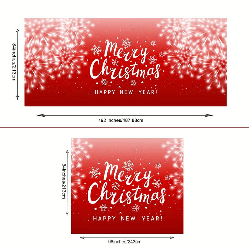 Outdoor Courtyard Garage Door Decoration, Merry Christmas Banner, New Year Garage Door Background, Red Snowflakes