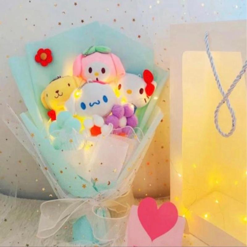 Blue bouquet | cute friend gift | girlfriend | valentine | bag + light