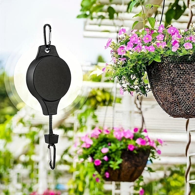 Plant Pulley, 4 Counts Retractable Plant Hanger, Easy Reach Hanging Plant Hanger for Garden Pot, Flower Basket and Bird Feeder