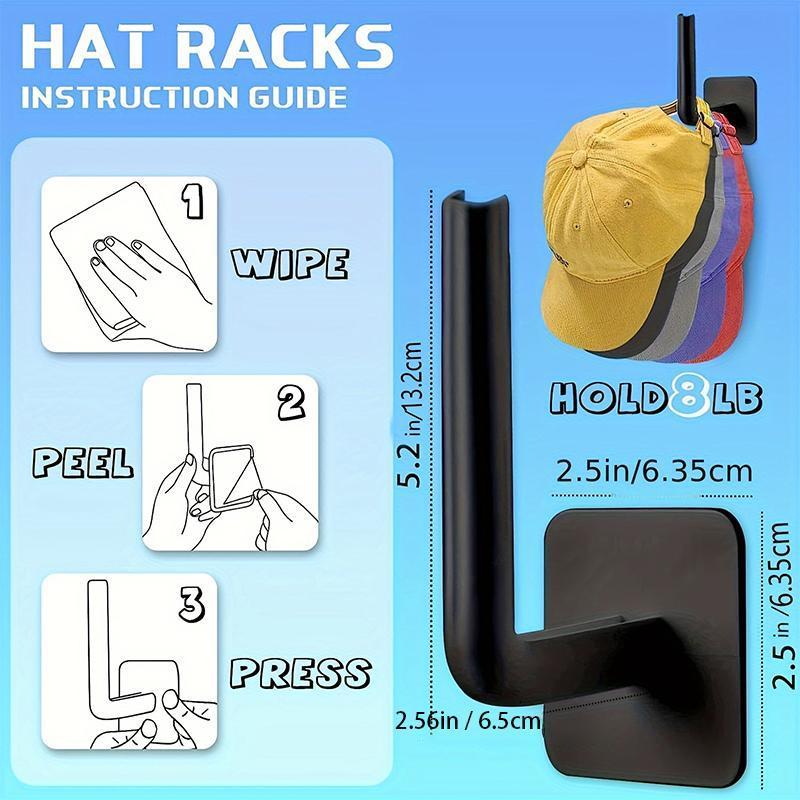 Punch-free Hat Storage Hook Hangers , 6 8Counts Self Adhesive Hat Wall Holder, Multifunctional Home Organizer for Keys Hat Towels Entryway Hallway Bathroom, Bedroom Accessories, winter Gift, Sweets Bedroom Organizers