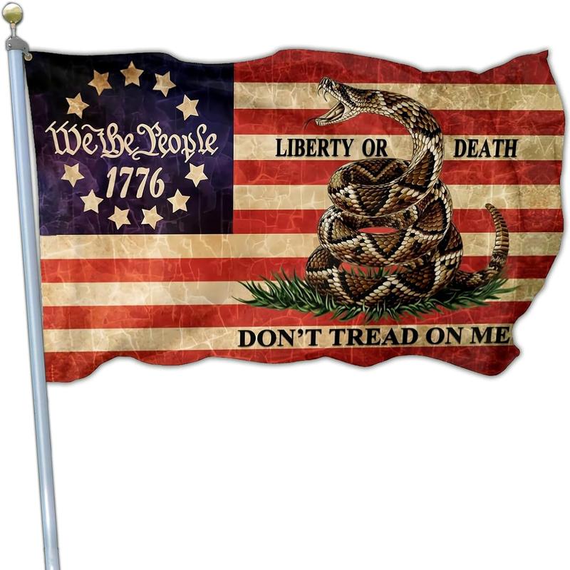 Dont Tread on Me Flag We The People 1776 American Flags for Outside 3x5 Double Sided Memorial Day Flag 4th of July Flag Patriotic House Yard Decoration Banner Ornaments