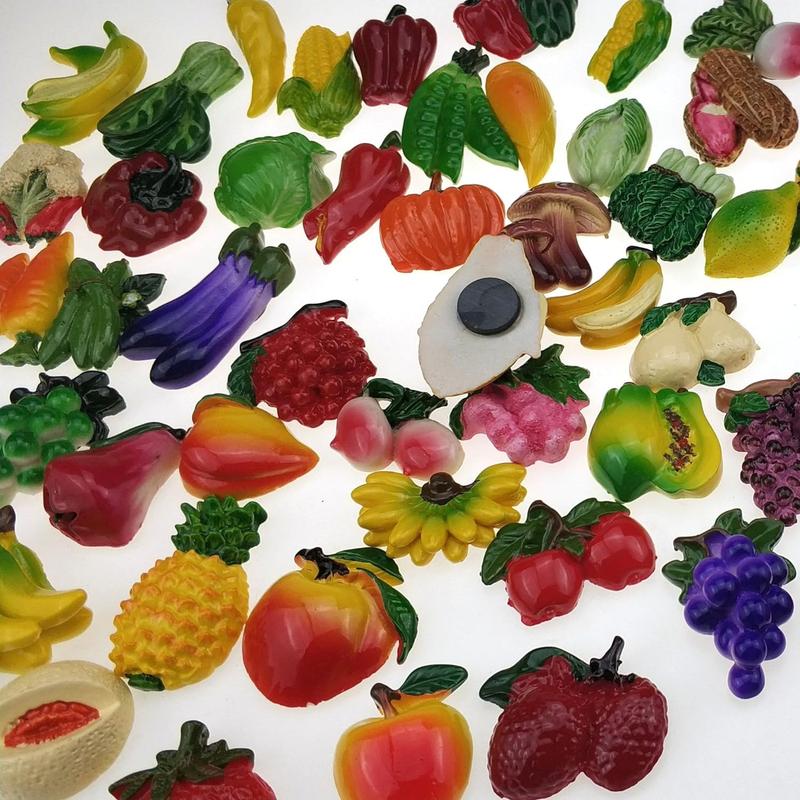 random 12Pcs creative 3D resin fruit vegetables fridge magnets funny cute decoration refrigerator magnet accessories office school whiteboard magnet (Random 12 styles (vegetables and fruits)) Iron Artwork