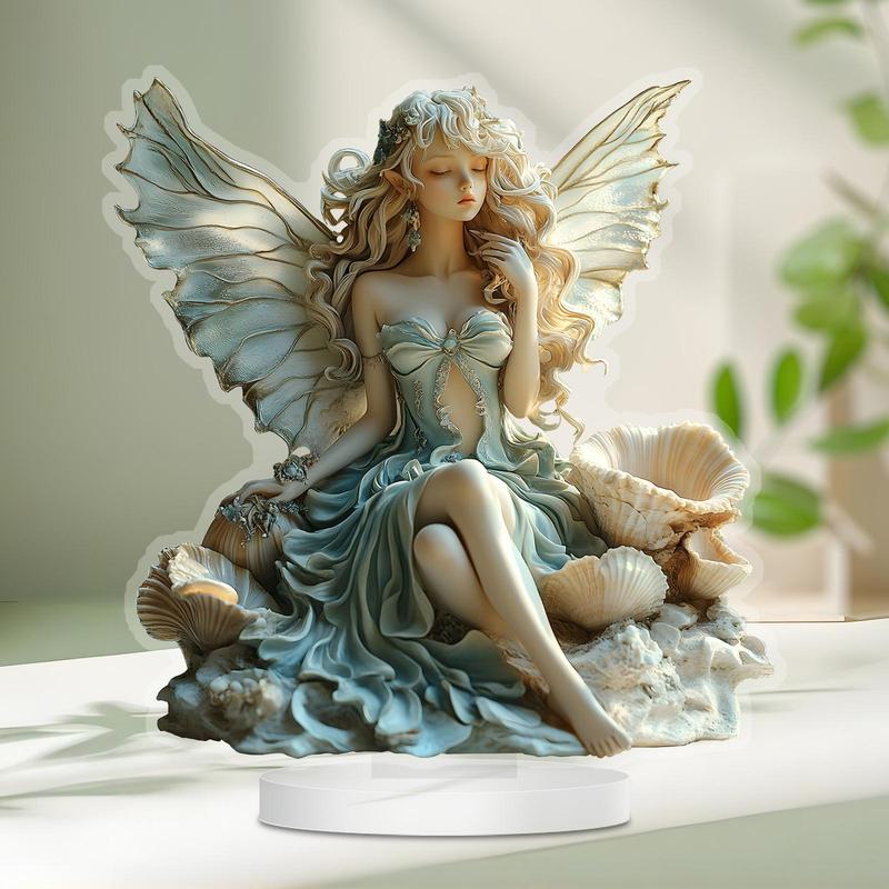 2D Acrylic Angel Design Desktop Decoration, 1 Count Creative Angel Statue Ornament, Desktop Decoration Sign for Home Office Coffee Shop