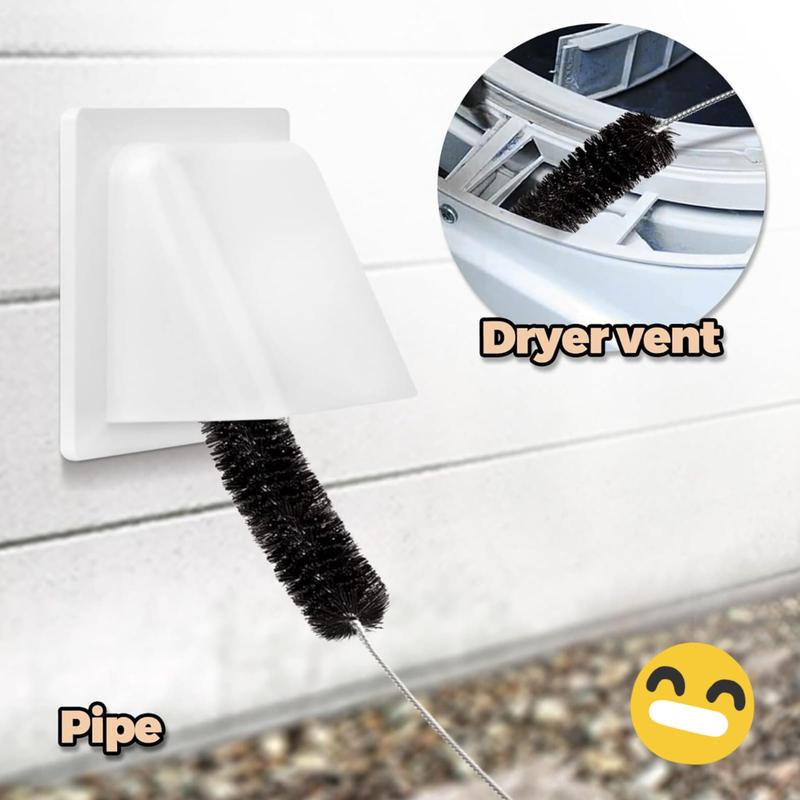 Dryer Vent Cleaning Kit - Pack of 2 Home Essentials Lint Brush with Long Flexible Vacuum Brush, Trap Cleaner for Clothes Dryer