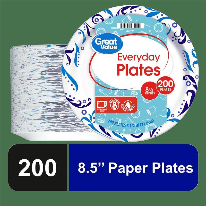 200 Count Everyday Disposable Paper Plates, 8.5