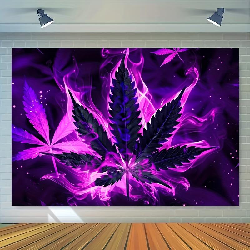 Purple Leaf Fluorescent Tapestry-Fluorescent Polyester Office Decorations for Bedroom, Living Room, Wall Hanging Decoration and Party Atmosphere