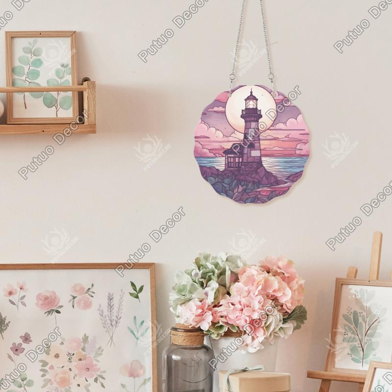 Putuo Decor 1pc Acrylic Board Hanging Sign Decor, Exquisite Lighthouse Black Women Witch Sea Waves Scenery Plate, Wall Art Decoration for Home Farmhouse Office Cafe Coffee Shop Beach House Studio, Gifts for Friend Family