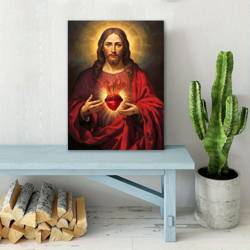 Jesus Wooden Framed Canvas Art - Divine Mercy Religious Wall Decor for Living Room, Home, Anniversary, Birthday - Waterproof Canvas  rimless