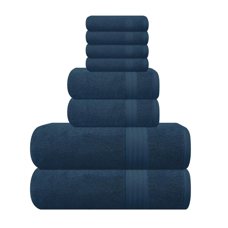 Ultra Soft 8-Piece Towel Set - 100% Pure, Contains 2 Oversized Bath Towels 27x54, 2 Hand Towels, 4 Wash Cloths - Ideal for Everyday use, Hotel & Spa absorbent towel perfect bathroom