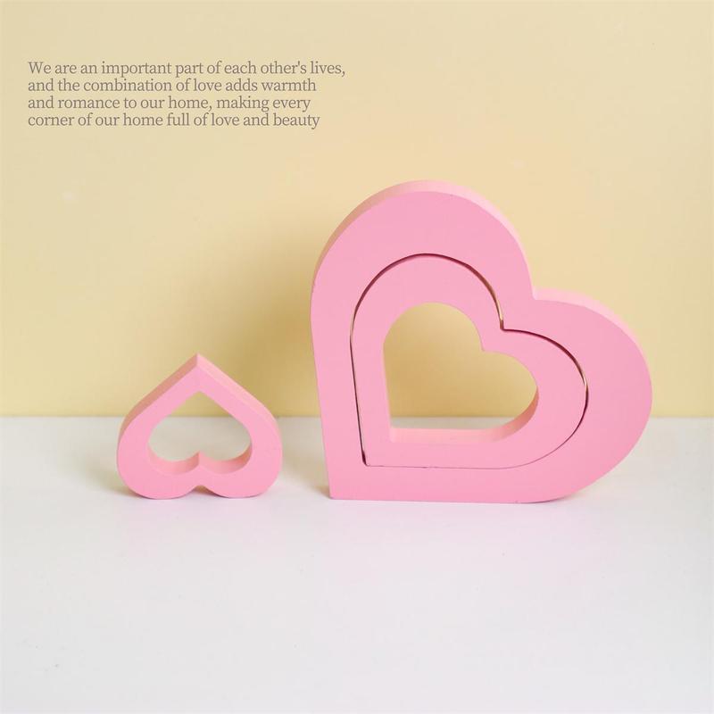 Wooden Heart Shaped Decoration, 3 Counts set Hollow Out Desktop Decoration Ornaments, Table Decoration for Home Party Wedding, Unique Gift, Summer for Gifts