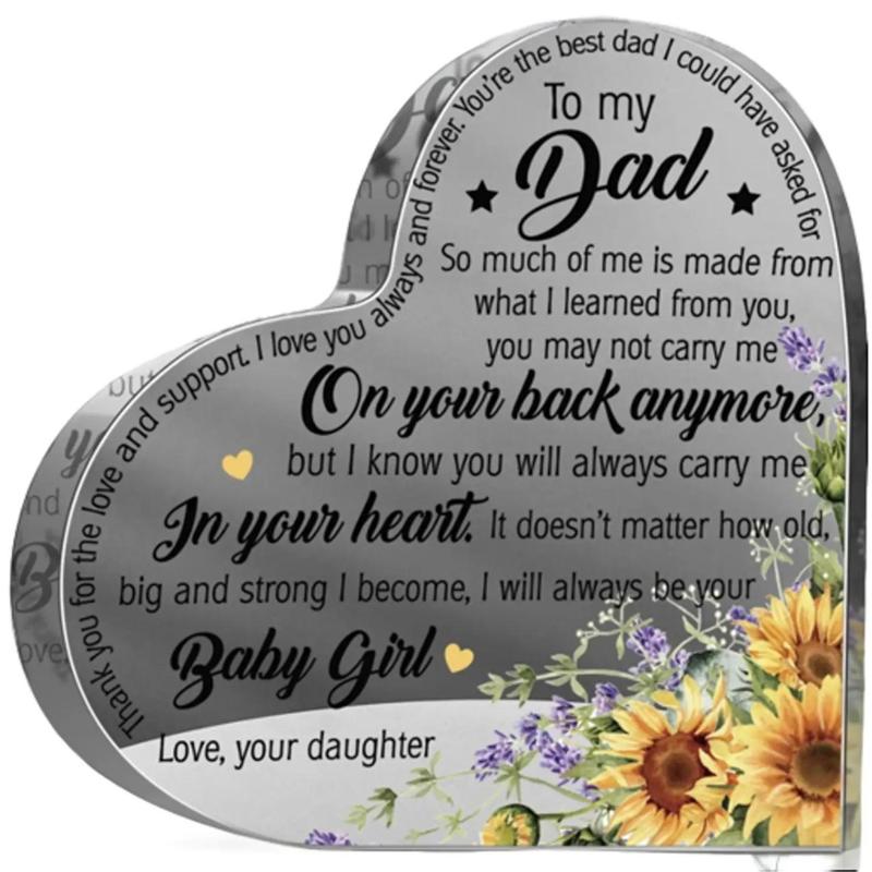 Gifts To My Dad Fathers Day Gifts Acrylic Heart Plaque Gifts Birthday Dad, Best Dad Ever Gifts from Daughter Son