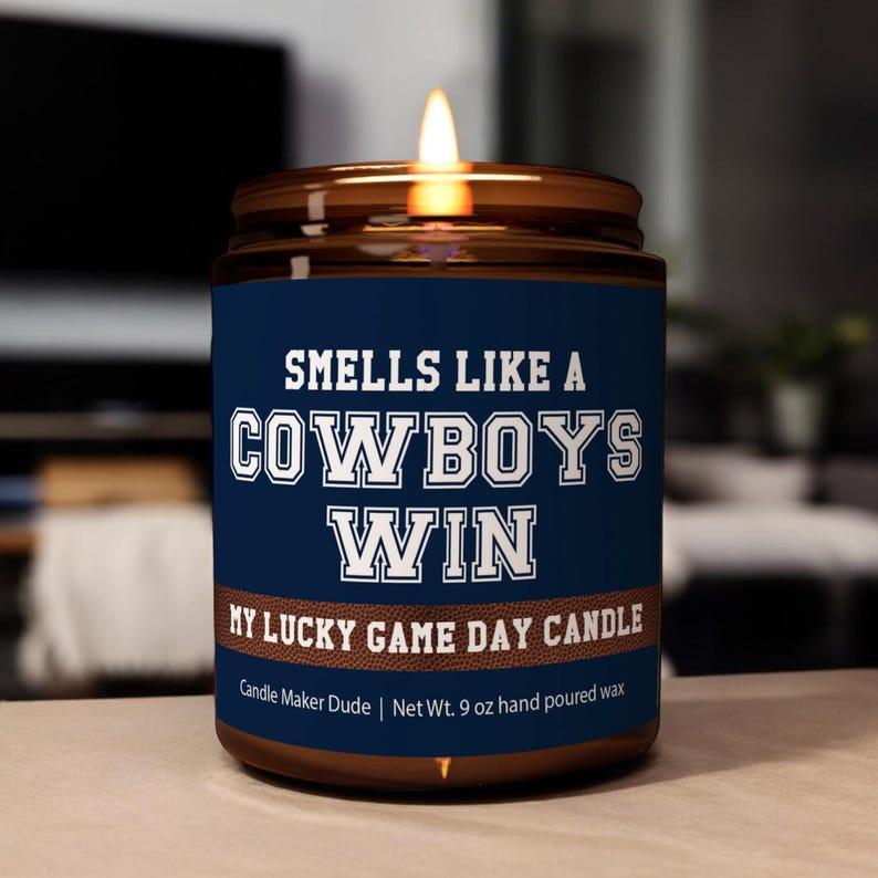 Smells Like A Cowboys Win Candle, Dallas Lucky Game Day Candle, Soy Candle, Cowboys Fan Gift, Cowboys Game Day Decor, Dallas Sport