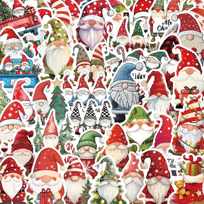 Cute Christmas Gnome Sticker, 50pcs set DIY Decorative Sticker, Waterproof Decal for Car, Phone, Luggage, Skateboard, Scrapbooking