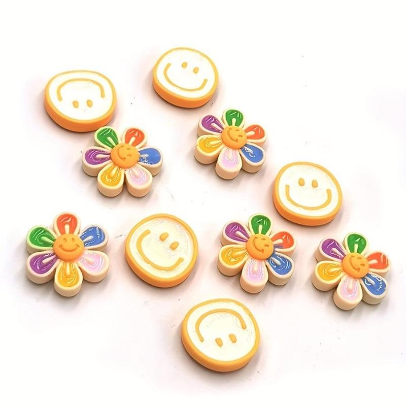 Random Color Happy Face Design Fridge Magnet for Room Decor, 10pcs Cute Whiteboard Magnet, Kitchen Decor Ideas, Cartoon Round Fridge Magnet for Summer Home Decor